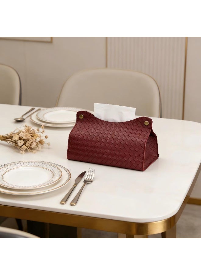 Ins Nordic leather tissue box living room storage pu paper towel bag car paper towel set red - Image 5